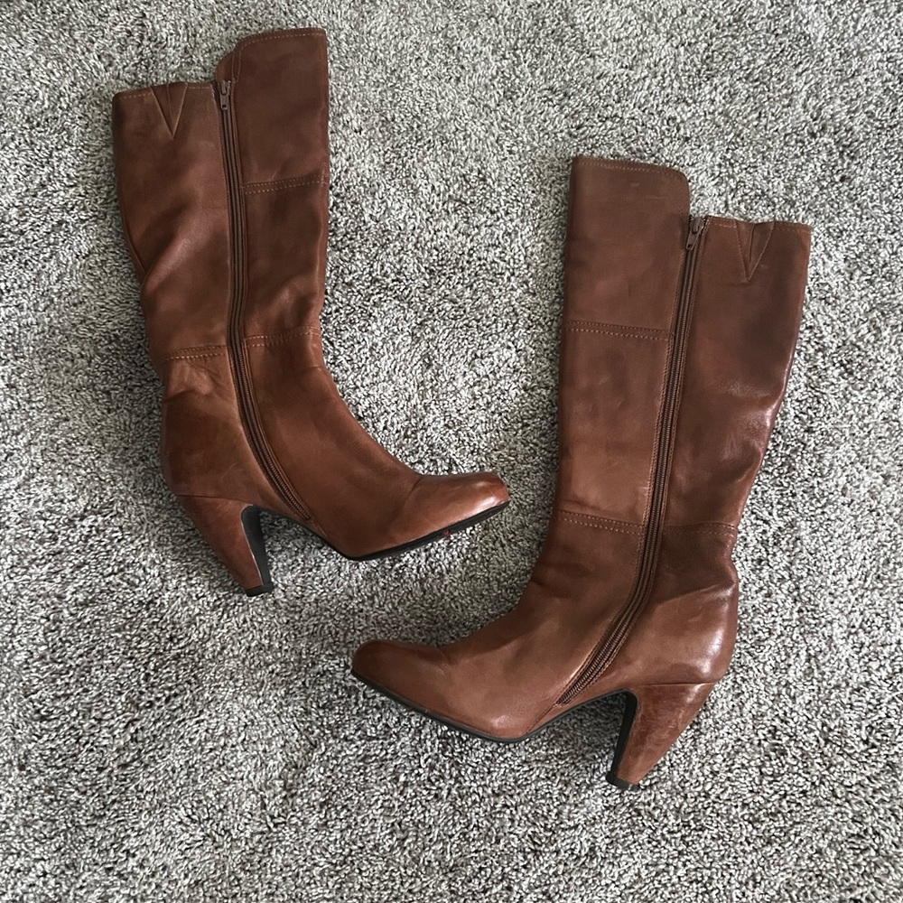 Cognac Leather Boots by Miz Mooz